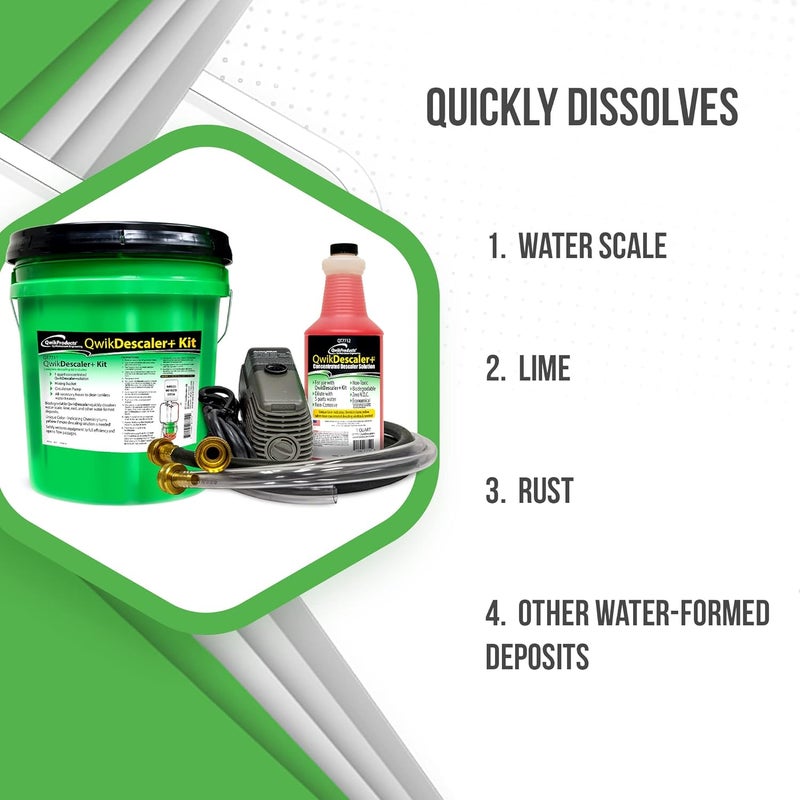 QwikProducts QwikDescaler + Concentrated Descaler Solution, Tankless Water Heater Descaling Solvent for Heat Exchanger, Quickly Dissolves Scale, Lime, Tarnish and Deposits, 1 Quart - Image 2